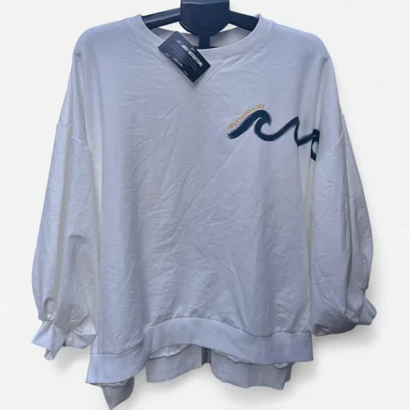 Wren + Glory Beach Time Hand Painted Pullover Sweatshirt NEW W/ TAG Ivory - Picture 2 of 7